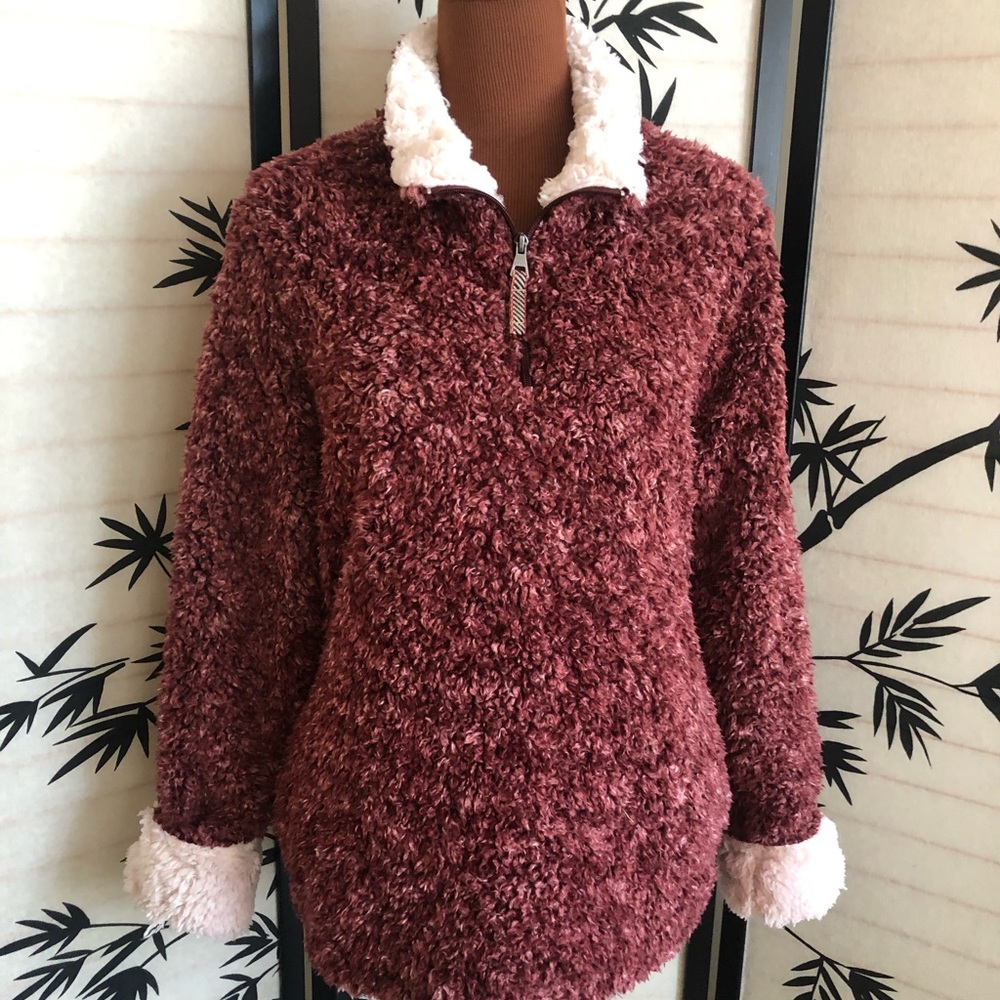 HOT DEAL! Weatherproof Vintage Long Sleeve Fleece Pullover Size L Rustic Red - Picture 2 of 11